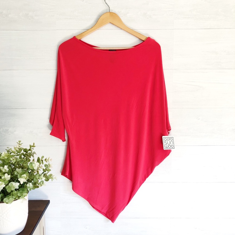 NWT Clara Sun Woo Red Coral Off Shoulder Top 576